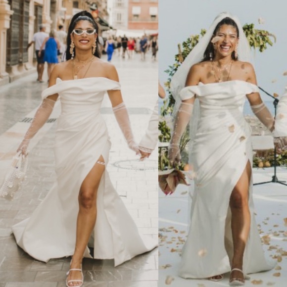 House of CB 'Delphine' Ivory Draped Corset Bridal‎ Gown NWOT size M - Picture 12 of 16